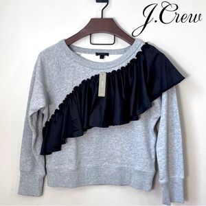 NWT J. Crew Ruffle Crewneck Terry Sweatshirt